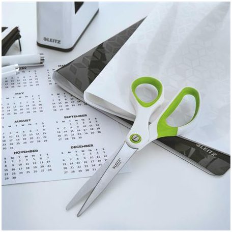 LEITZ Olló, irodai, 20,5 cm, LEITZ "Wow Titán", zöld