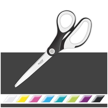 LEITZ Olló, irodai, 20,5 cm, LEITZ "Wow Titán", fekete