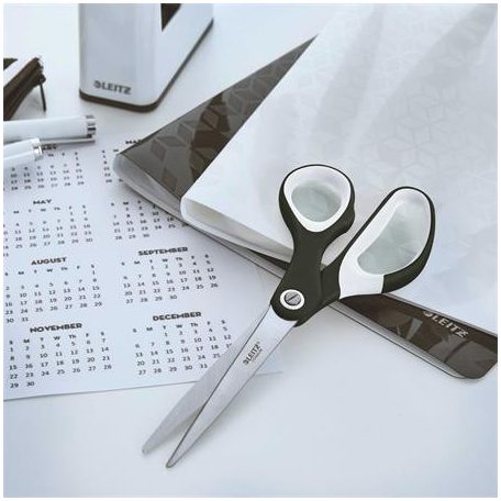 LEITZ Olló, irodai, 20,5 cm, LEITZ "Wow Titán", fekete