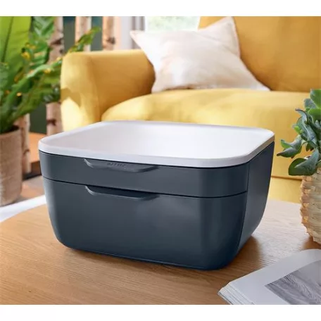 LEITZ Irattároló, műanyag, 2 fiókos, LEITZ "Cosy", bársonyszürke