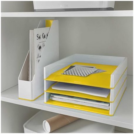 LEITZ Irattálca, műanyag, kettős színhatású, LEITZ "Wow", sárga