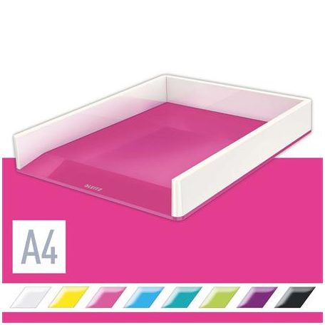 LEITZ Irattálca, műanyag, kettős színhatású, LEITZ "Wow", rózsaszín