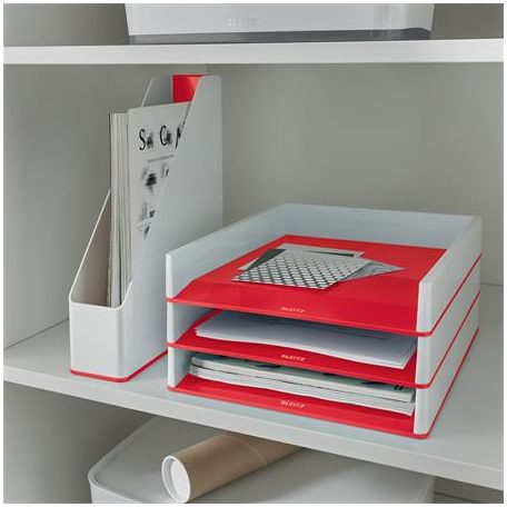 LEITZ Irattálca, műanyag, kettős színhatású, LEITZ "Wow", piros