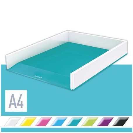 LEITZ Irattálca, műanyag, kettős színhatású, LEITZ "Wow", jégkék