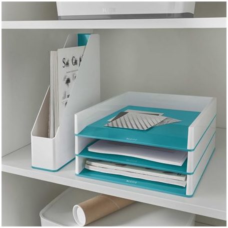 LEITZ Irattálca, műanyag, kettős színhatású, LEITZ "Wow", jégkék