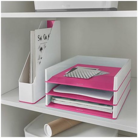 LEITZ Iratpapucs, műanyag, 73 mm, kettős színhatású, LEITZ "Wow", rózsaszín