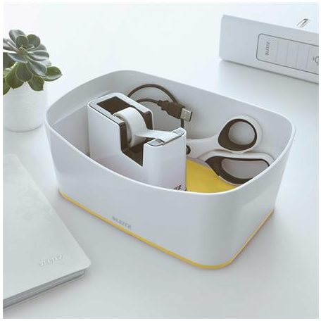 LEITZ Ragasztószalag-adagoló, asztali, feltöltött, LEITZ "Wow", fehér-sárga