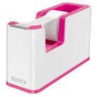 LEITZ Ragasztószalag-adagoló, asztali, feltöltött, LEITZ "Wow", fehér-rózsaszín