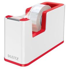   LEITZ Ragasztószalag-adagoló, asztali, feltöltött, LEITZ "Wow", fehér-piros