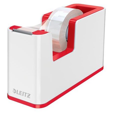 LEITZ Ragasztószalag-adagoló, asztali, feltöltött, LEITZ "Wow", fehér-piros