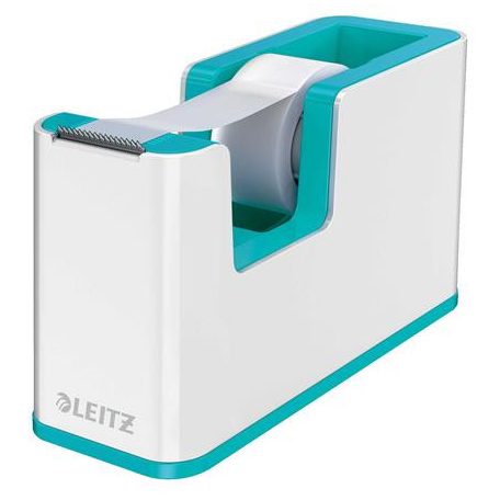 LEITZ Ragasztószalag-adagoló, asztali, feltöltött, LEITZ "Wow", fehér-jégkék