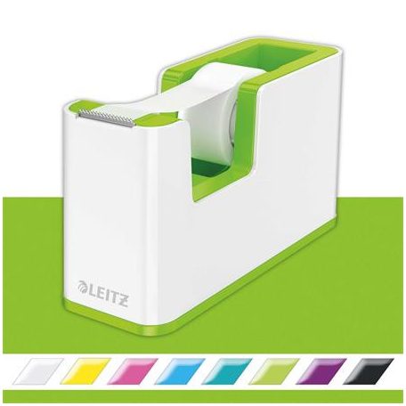 LEITZ Ragasztószalag-adagoló, asztali, feltöltött, LEITZ "Wow", fehér-zöld