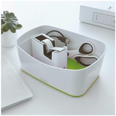 LEITZ Ragasztószalag-adagoló, asztali, feltöltött, LEITZ "Wow", fehér-zöld