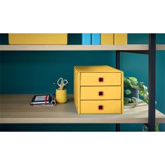   LEITZ Irattároló, laminált karton, 3 fiókos, LEITZ "Cosy Click&Store", melegsárga