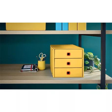 LEITZ Irattároló, laminált karton, 3 fiókos, LEITZ "Cosy Click&Store", melegsárga