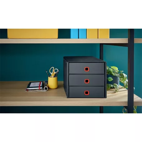 LEITZ Irattároló, laminált karton, 3 fiókos, LEITZ "Cosy Click&Store", bársonyszürke