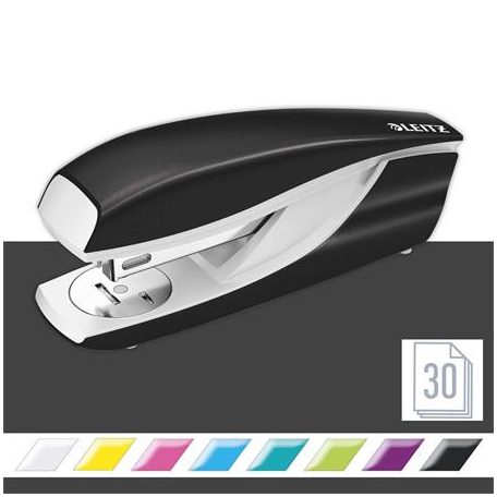 LEITZ Tűzőgép, 24/6, 26/6, 30 lap, LEITZ "Nexxt Wow", fekete