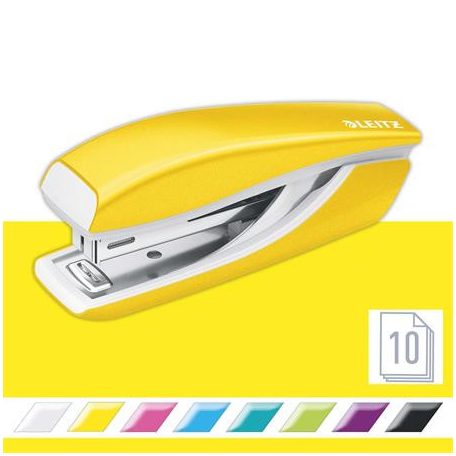 LEITZ Tűzőgép, mini, No. 10, 10 lap, fém, LEITZ Nexxt Wow", sárga
