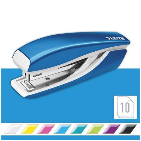 LEITZ Tűzőgép, mini, No. 10, 10 lap, fém, LEITZ "Nexxt Wow", kék