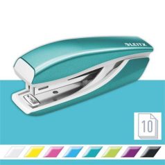   LEITZ Tűzőgép, mini, No. 10, 10 lap, fém, LEITZ "Nexxt Wow", jégkék