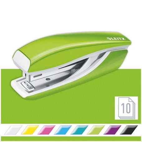 LEITZ Tűzőgép, mini, No. 10, 10 lap, fém, LEITZ"Nexxt Wow", zöld