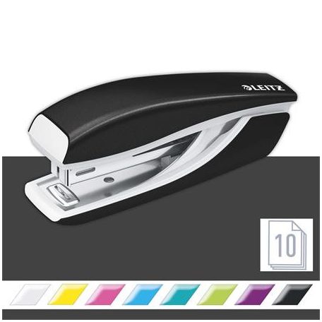 LEITZ Tűzőgép, mini, No. 10, 10 lap, fém, LEITZ"Nexxt Wow", fekete