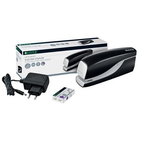 LEITZ Tűzőgép, elektromos, No. 10, 10 lap, LEITZ "Nexxt 5532", fekete