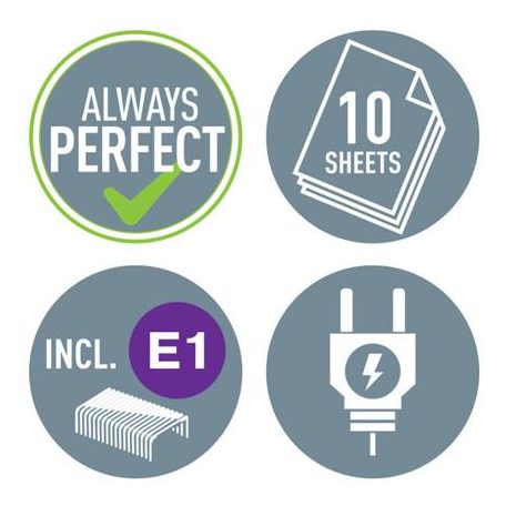 LEITZ Tűzőgép, elektromos, No. 10, 10 lap, LEITZ "Nexxt 5532", fekete