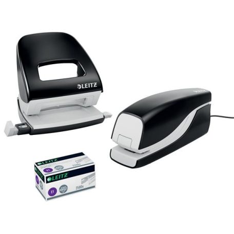 LEITZ Tűzőgép, elektromos, No. 10, 10 lap, LEITZ "Nexxt 5532", fekete