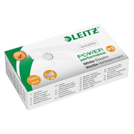 LEITZ Tűzőkapocs, 24/6, LEITZ "P3", fehér