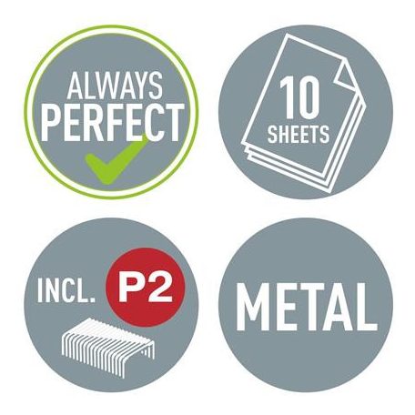 LEITZ Tűzőgép és lyukasztó szett, 10 lap, fém, LEITZ "Wow Mini", fehér