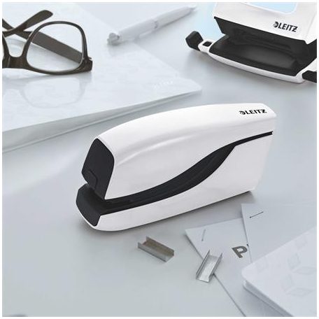 LEITZ Tűzőgép, elektromos, No.10, 10 lap, LEITZ "Wow", fehér