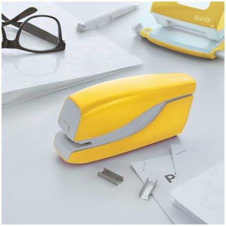 LEITZ Tűzőgép, elektromos, No.10, 10 lap, LEITZ "Wow", sárga