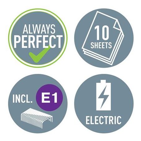 LEITZ Tűzőgép, elektromos, No.10, 10 lap, LEITZ "Wow", sárga