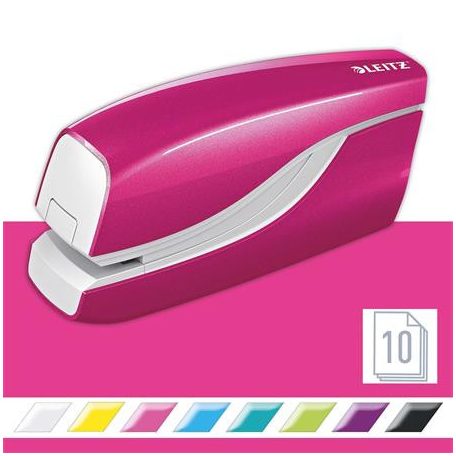 LEITZ Tűzőgép, elektromos, No.10, 10 lap, LEITZ "Wow", rózsaszín