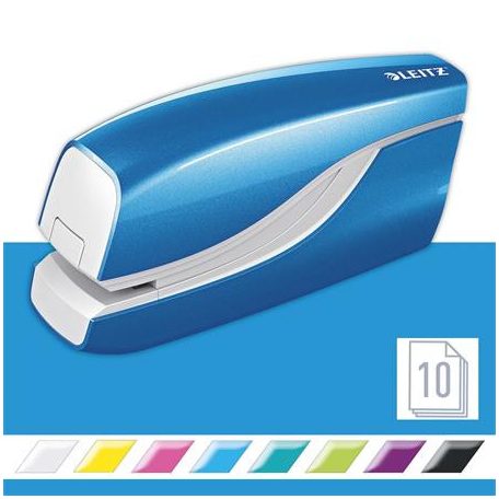 LEITZ Tűzőgép, elektromos, No.10, 10 lap, LEITZ "Wow", világoskék