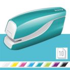 LEITZ Tűzőgép, elektromos, No.10, 10 lap, LEITZ "Wow", jégkék