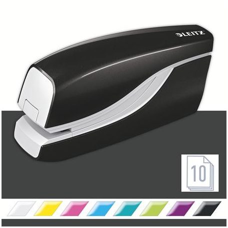 LEITZ Tűzőgép, elektromos, No.10, 10 lap, LEITZ "Wow", fekete