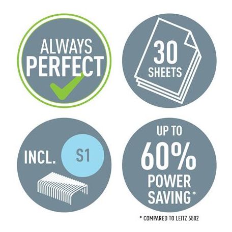 LEITZ Tűzőgép, 26/6, 30 lap, LEITZ "Nexxt Softpress", kék