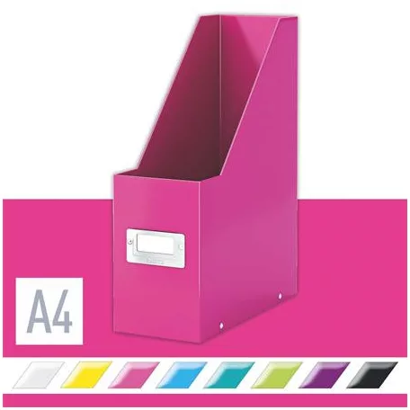 LEITZ Iratpapucs, PP/karton, 95 mm, LEITZ "Click&Store", rózsaszín