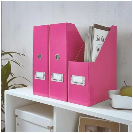 LEITZ Iratpapucs, PP/karton, 95 mm, LEITZ "Click&Store", rózsaszín
