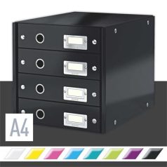   LEITZ Irattároló, laminált karton, 4 fiókos, LEITZ "Click&Store", fekete