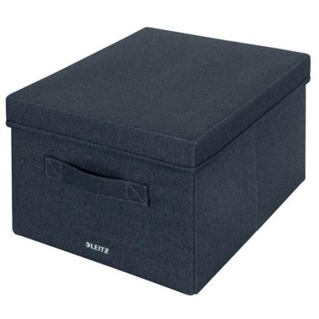 LEITZ Doboz, szövet borítású, M méret, LEITZ "Fabric", sötétszürke
