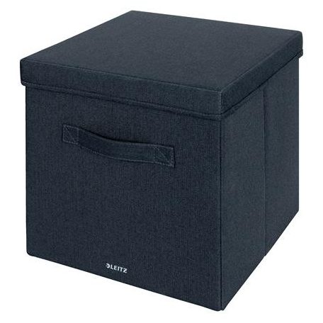 LEITZ Doboz, szövet borítású, L méret, LEITZ "Fabric", sötétszürke