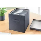 LEITZ Doboz, szövet borítású, L méret, LEITZ "Fabric", sötétszürke