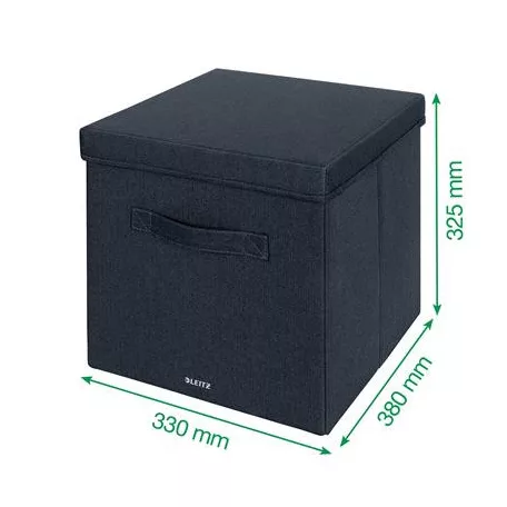 LEITZ Doboz, szövet borítású, L méret, LEITZ "Fabric", sötétszürke