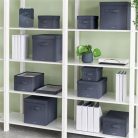 LEITZ Doboz, szövet borítású, L méret, LEITZ "Fabric", sötétszürke