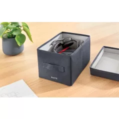   LEITZ Doboz, szövet borítású, S méret, LEITZ "Fabric", sötétszürke