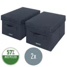 LEITZ Doboz, szövet borítású, S méret, LEITZ "Fabric", sötétszürke