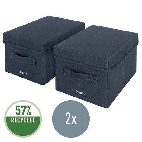 LEITZ Doboz, szövet borítású, S méret, LEITZ "Fabric", sötétszürke